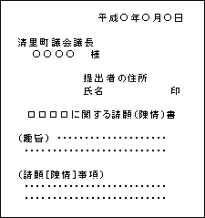 請願書本文の記載例